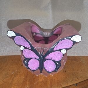 Pink Butterfly Plant Pot For Succulent Small Size, Resin & Handmade, Handpainted